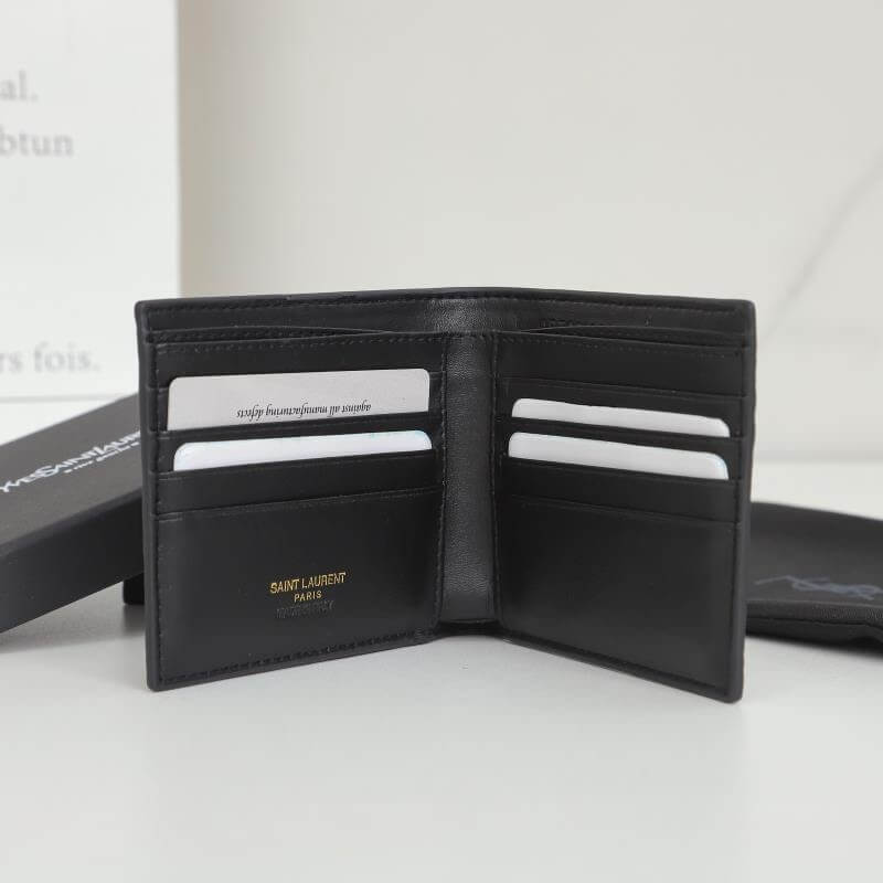 Black YSL tiny cassandre wallet in crocodile embossed matte leather - Image 8