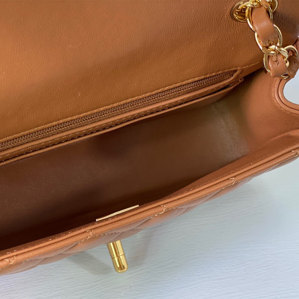 Dark Beige Chanel Mini Flap Bag (high-end grade) - Image 8