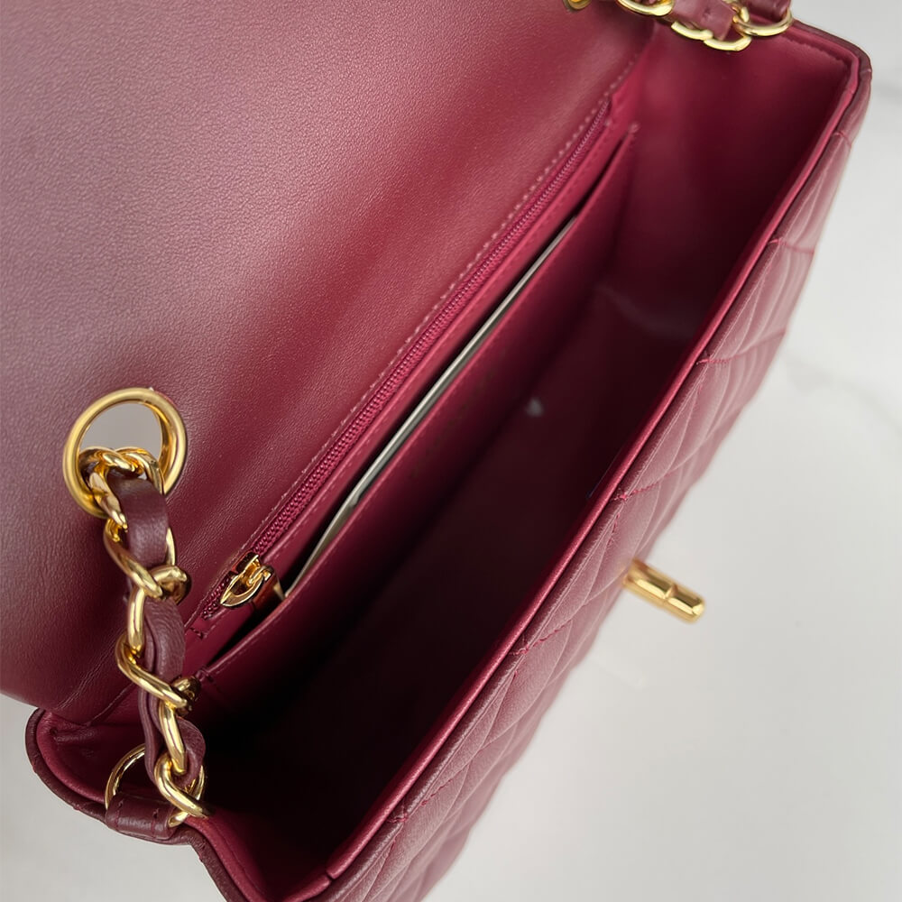 Claret Chanel Mini Flap Bag (high-end grade) - Image 8