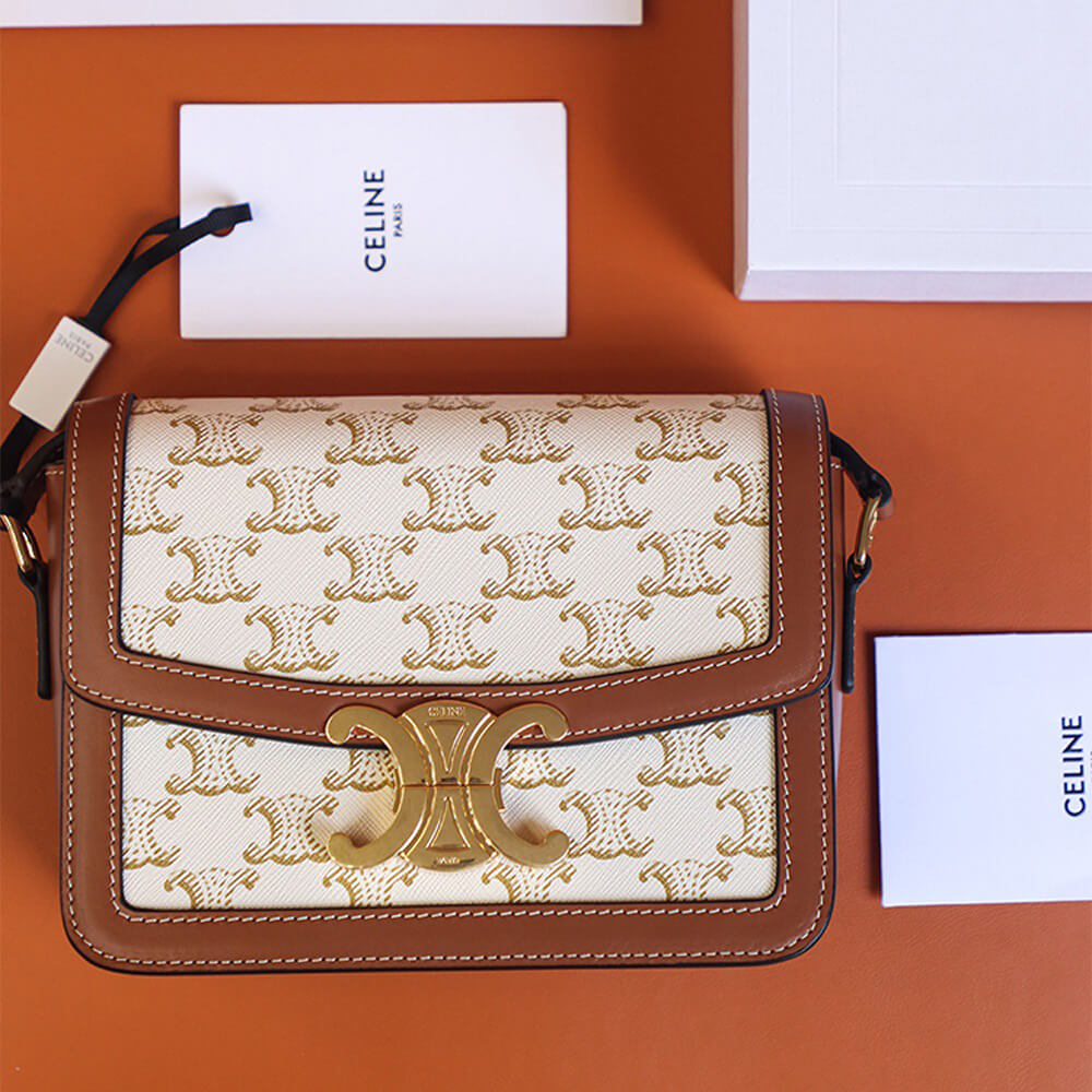 White CELINE TEEN TRIOMPHE BAG - Image 8