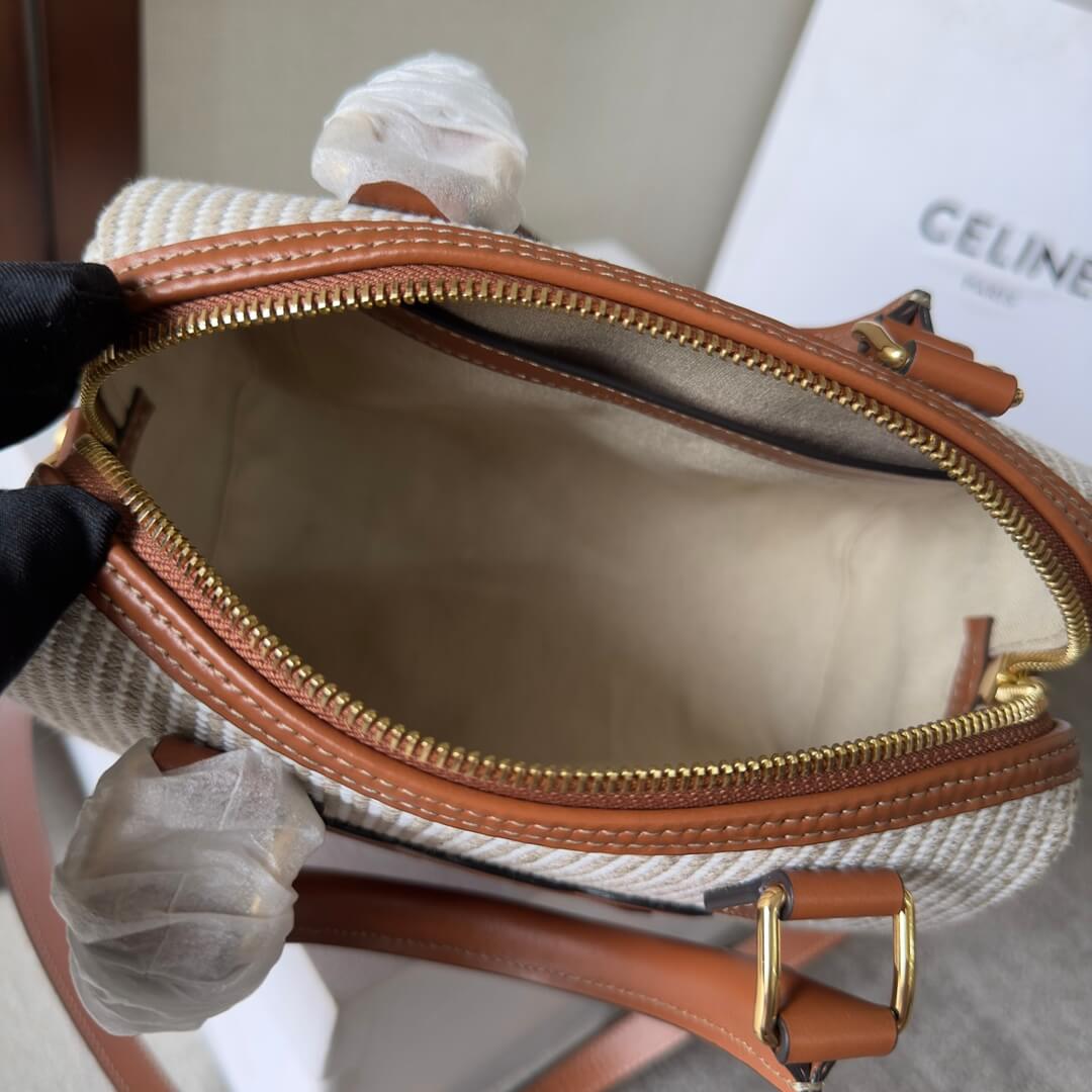 CELINE Small Boston cuir Triomphe in textile and calfskin - Image 8