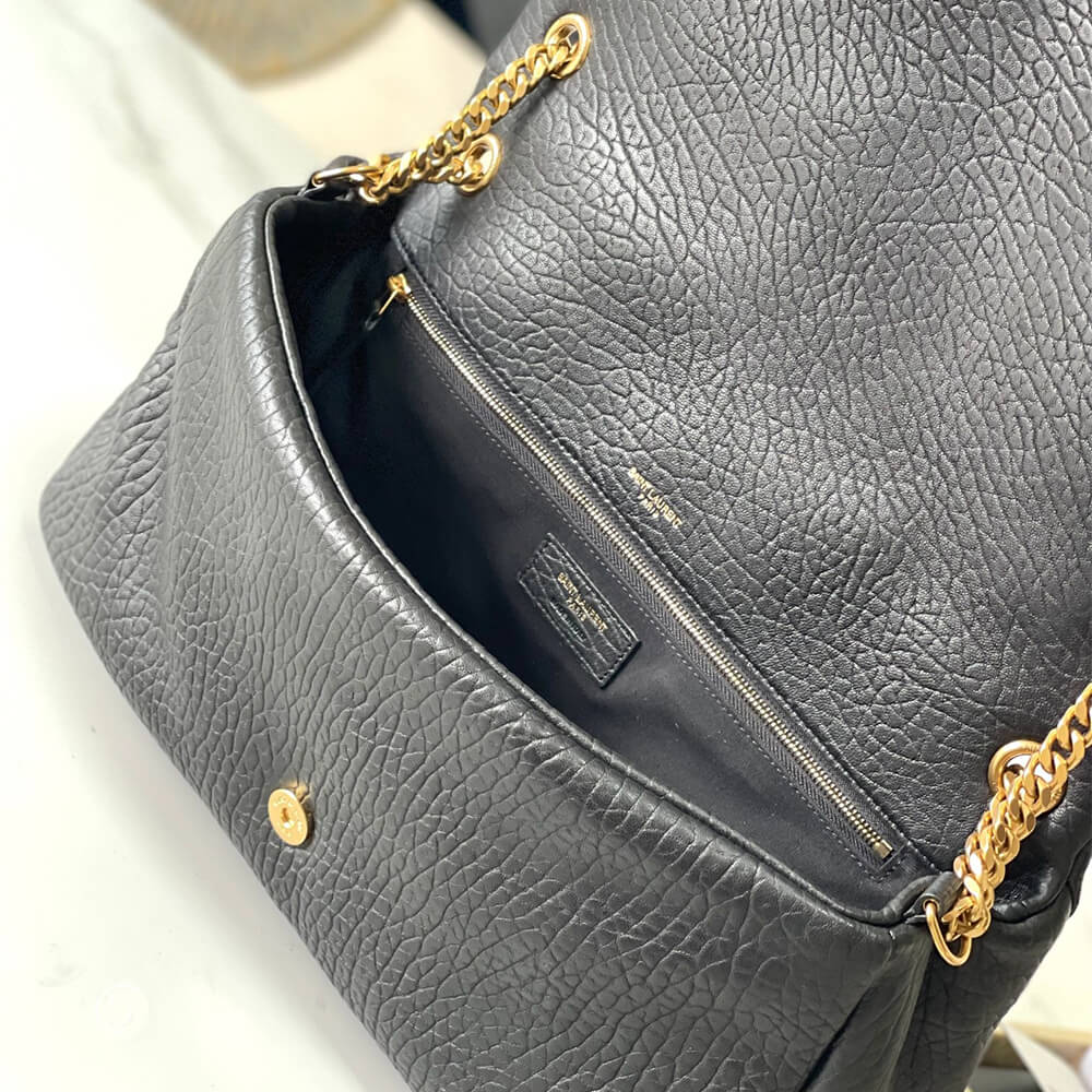 Black YSL CALYPSO LARGE IN GRAINED LAMBSKIN - Image 8