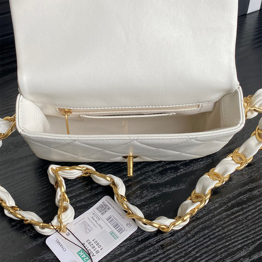 White CHANEL Small Flap Bag (high-end grade) - Image 8