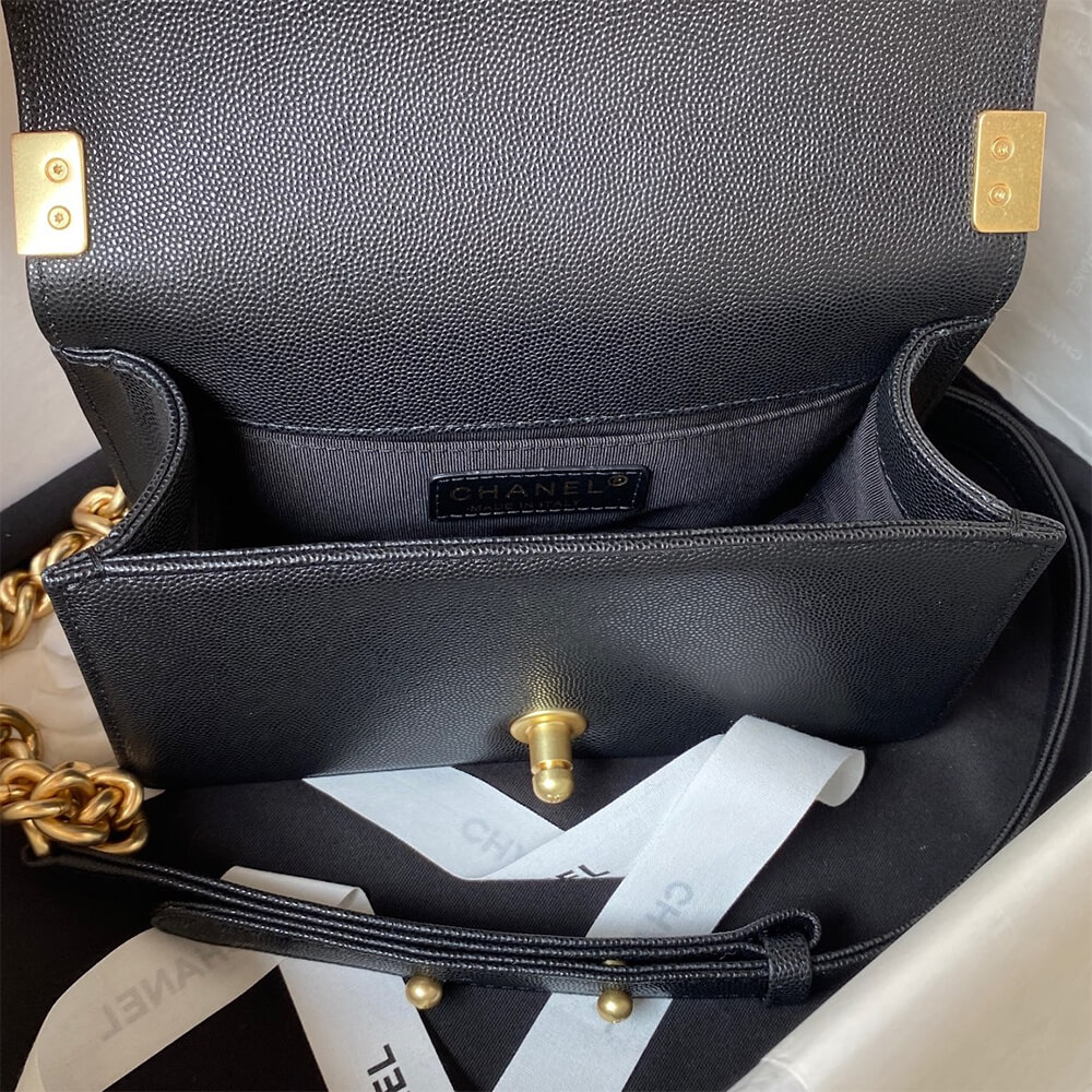 Black BOY CHANEL FLAP BAG WITH HANDLE - Image 9